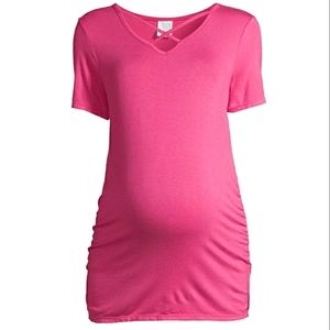 NWT- TIME & TRU - Beautiful Pink Crisscross Shirred Maternity Top- Small